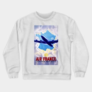 Vintage Travel Poster Air France Towards New Skies Crewneck Sweatshirt